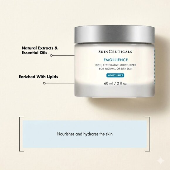 SkinCeuticals Emollience Moisturizer 2oz x2 Deep Hydration Face Cream Skincare. - Picture 4 of 7